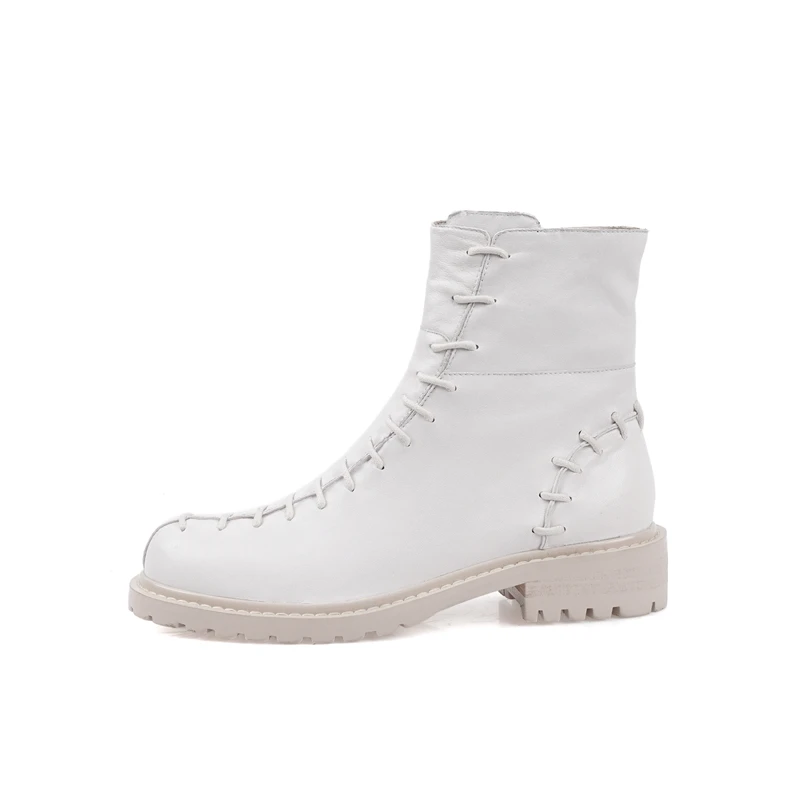 

2019 Fashion Winter Side Zipper Women Shoes Comfortable Flat Heel Boots Female Zipper Short Boots Leather Round Toe Ankle Boots