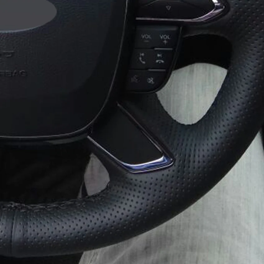 

LQTENLEO Black Genuine Leather Car Steering Wheel Cover For Ford Taurus 2015 2016 2017 2018 2019