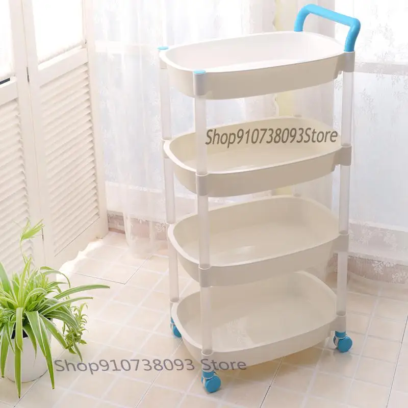 Передвижная Полка на колесиках пластиковые напольные полки кухонная