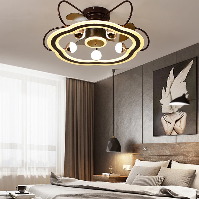 

New Nordic Simplicity Living Room Ceiling Fan Lights Mute Frequency Conversion Fan Light Bedroom Ideas Ceiling Fan Lights