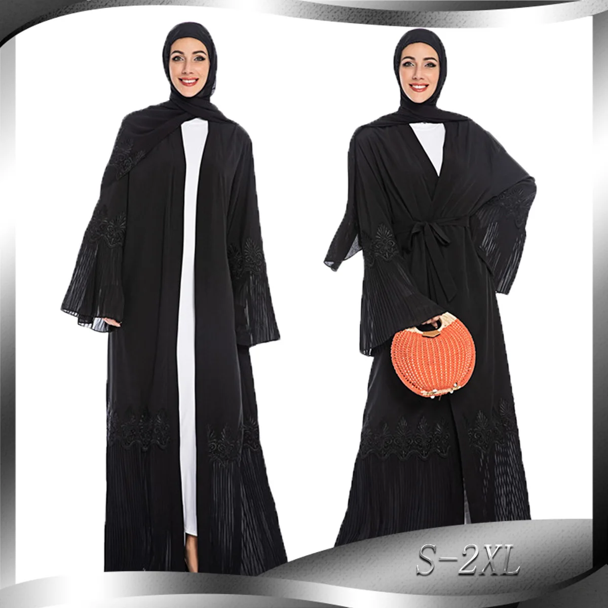 BianFeng Для женщин мусульманский Хуэй Исламская Абаи с плиссированными рукавами кардиган халат хиджаб с длинными рукавами платье