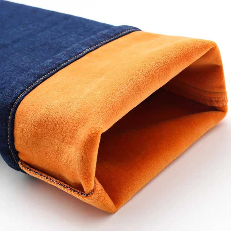 Джинсы мужские Фланелевые стрейчевые теплые брюки с флисовой подкладкой прямые