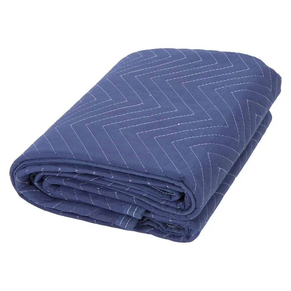 

Moving Packing Blankets Wear-resisting Blankets Quilted Shipping Furniture Pads Blue and Black #4O
