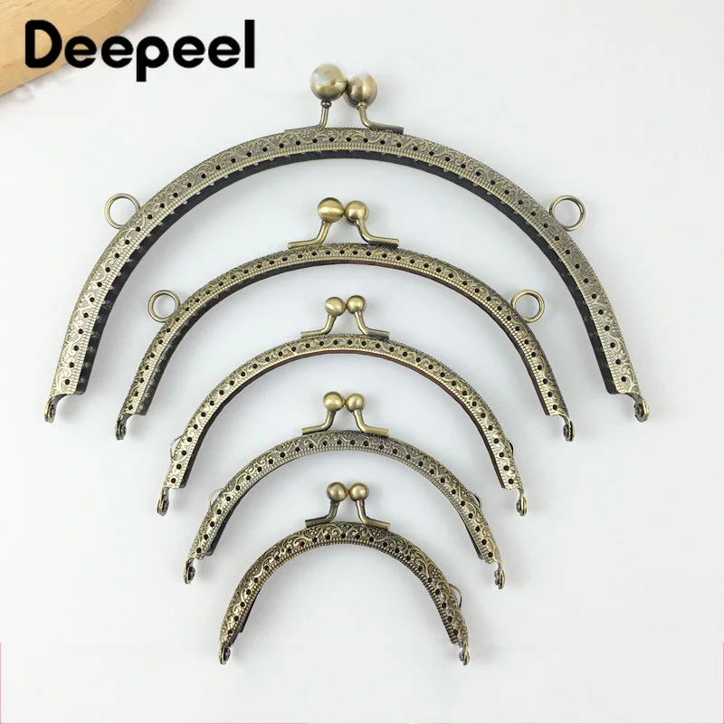 

5pcs/lot Deepeel Purse Frames Embossed Bronze Handles Kiss Clasp DIY Bag Handle Accessories Sewing Handbag Hardware Close F1-63