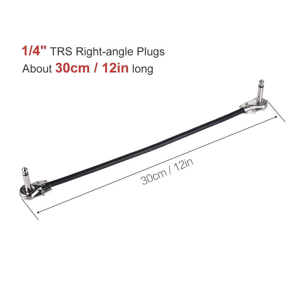 

ammoon Guitar Effect Pedal Cable Instrument Patch Cable 1/4" Silver Right-angle Plug Black PVC Jacket 3-Pack/6-Pack 30cm/ 12in