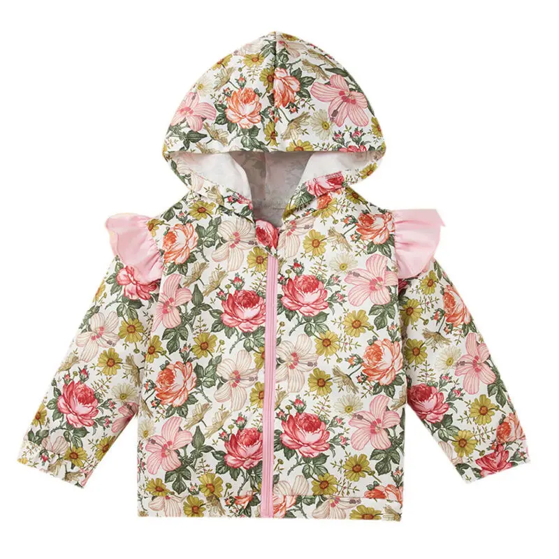 

Kids Winter Clothing Girls Coats Hooded Jackets Long Sleeve Floral Printed Jacket Sweatshirt Casual
