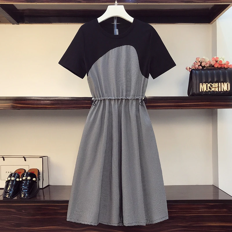 Женское модное платье в клетку модель 2020 года большая женская футболка