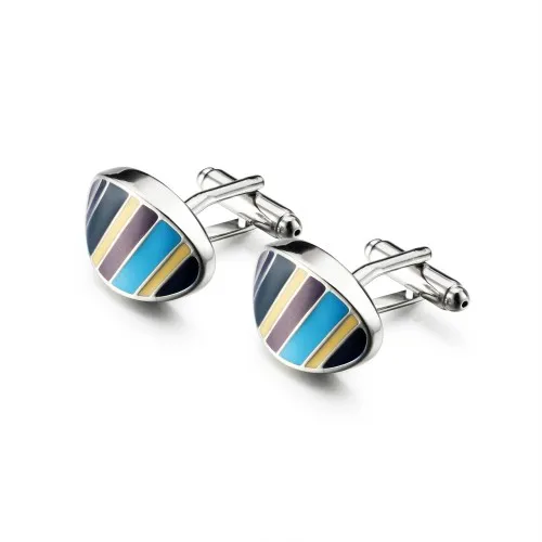 Cufflinks Популярные запонки в британском стиле для мужских рубашек, манжеты на пуговицах, эллиптические эмалированные запонки, Модные Цветные запонки, свадебный подарок для жениха - Окраска металла: Cufflinks