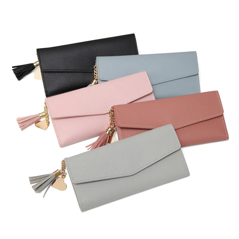 Модный длинный кошелек с подвеской в виде сердца женские кошельки из