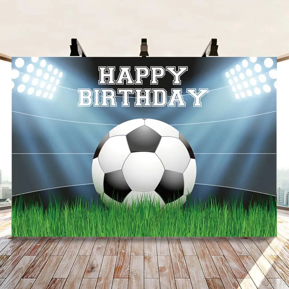 

Happy Birthday Party Baby Shower Backdrop Football Soccer Field Stadium Grassland Boy Photography Background For Photo Studio