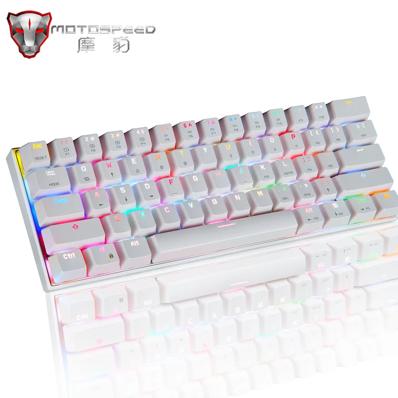 Игровая механическая клавиатура Motospeed CK62 Mini 60% RGB, 61 клавиша, USB, проводная/Bluetooth, двойной режим светодиодный ная подсветка для ПК, компьютера, геймера - изображение
