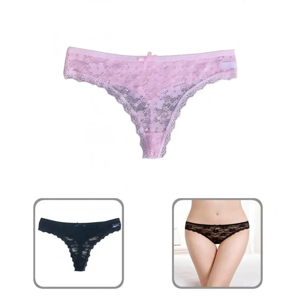 

Slim Sexy See-through Low Waist Briefs Lady Underpants Bow-knot for Sleeping