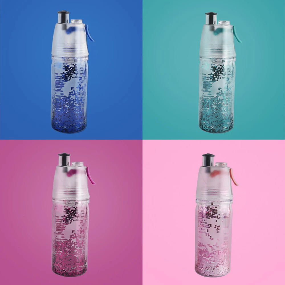 Уличная чашка для воды 350 мл спортивная двухслойная блестящая распылитель с