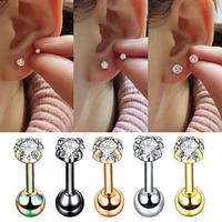 1pair2pcs small round cz tragus cartilage stainless steel 16g 4 prong ear stud earrings tragus helix piercing jewelry