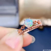 kjjeaxcmy fine jewelry 925 sterling silver inlaid natural white opal women elegant trendy crown adjustable gem ring support dete