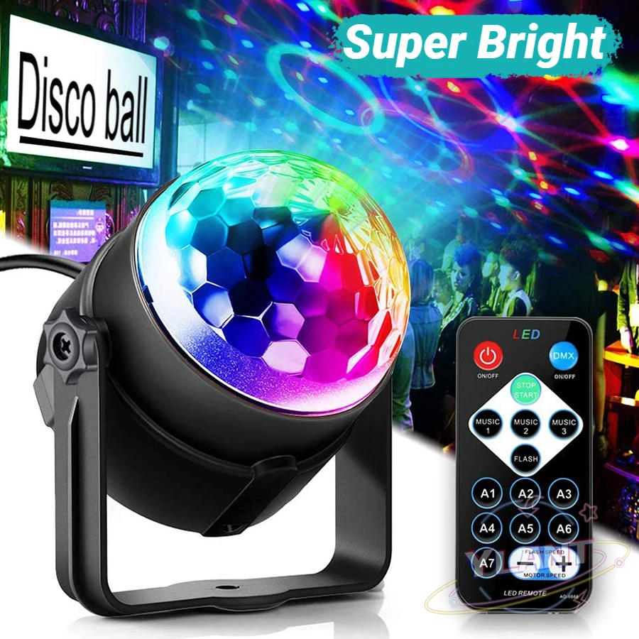 

RGB диско-шар светильник для диджея, диско-свет, светодиодный прожектор, Стробоскопическая Лампа для дня рождения, вечеринки, автомобиля, клу...