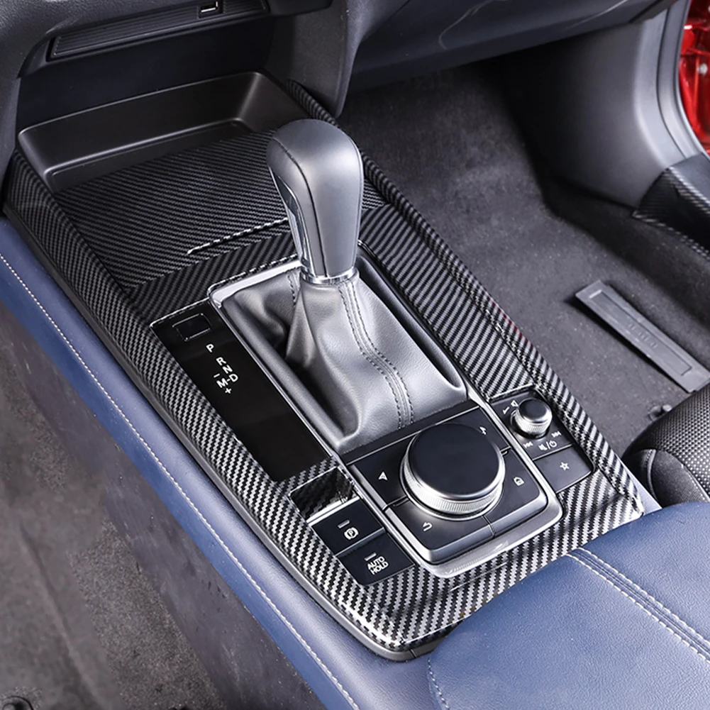 

For Mazda Cx-30 2020-2021 Accessories Interior Center Console Water Cup Panel Gear Frame Trim Cover Car Decoration Carbon Fiber