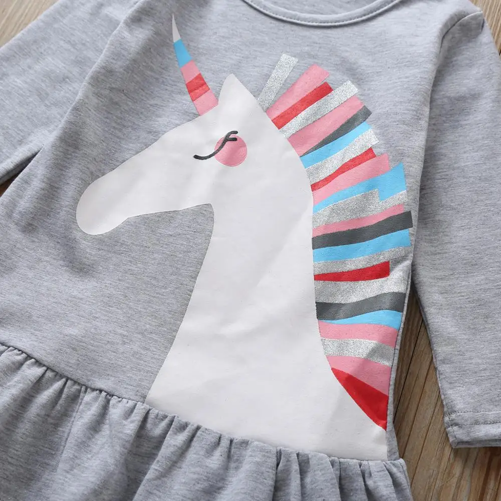 Платье принцессы с единорогом для маленьких девочек весенне-летняя детская