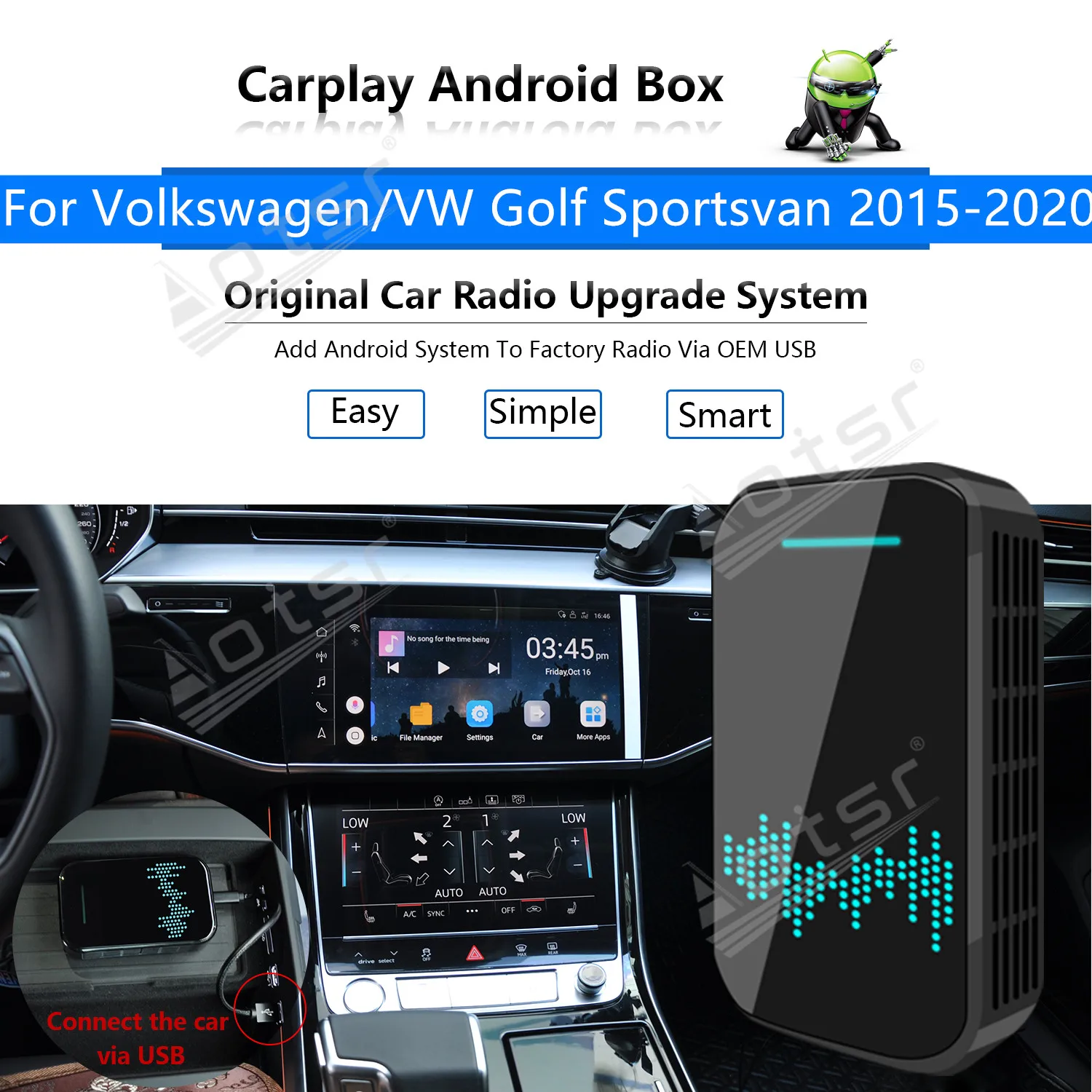 

Car Radio Carplay Android Ai Box For Volkswagen VW Golf Sportsvan 2015-2020 Multimedia Player Apple Wireless Upgrade Mirror Link