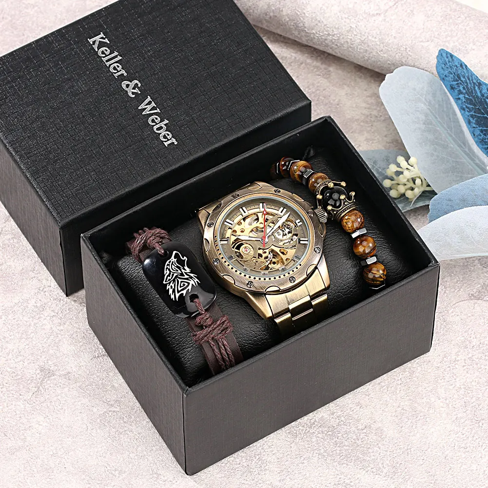 

Мужские водонепроницаемые кварцевые часы с хронографом и коробкой