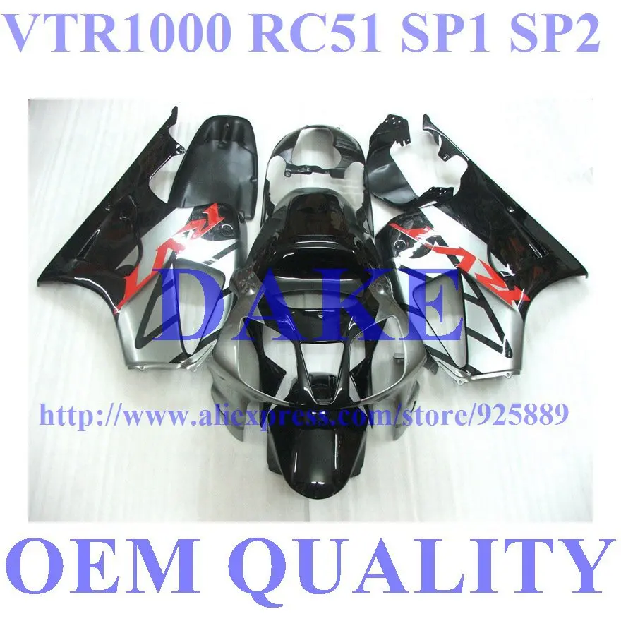 

Silver Black VTR1000 SP1 RC51 2000 2001 2002 2003 2004 2005 2006 Fairing Kit C1176F for Honda // DAKE