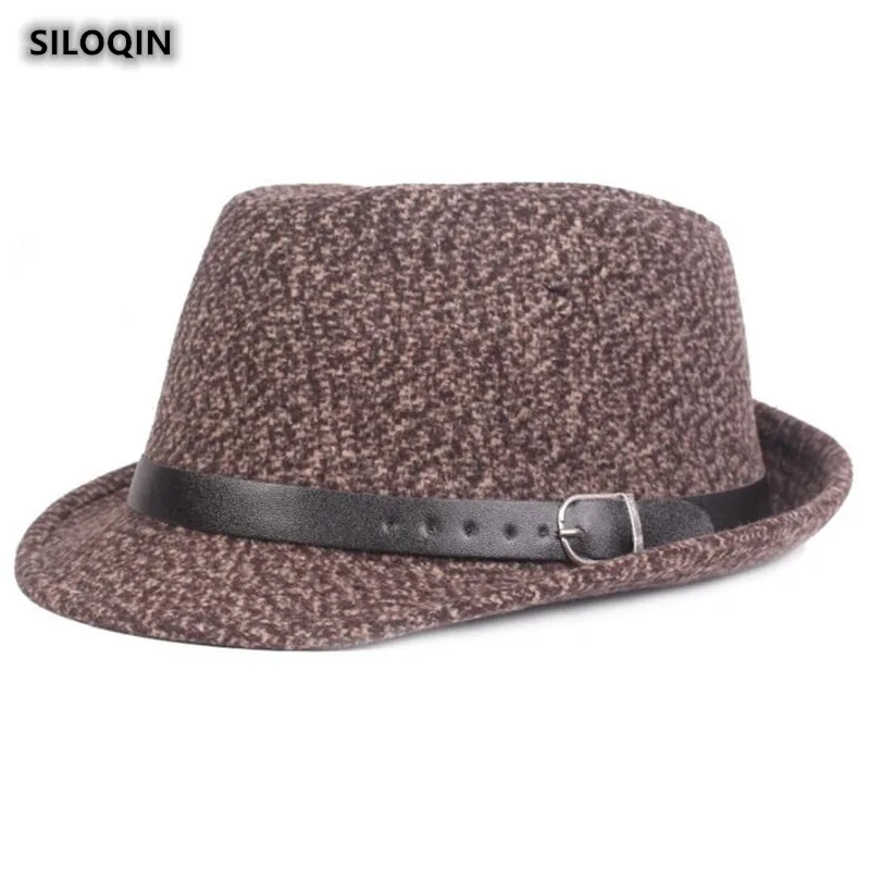 

SILOQIN Men's Cap Autumn Winter Fashion Fedoras Thicken Thermal Vintage Jazz Hat Adult Male Leisure Motion Panama Sombrero