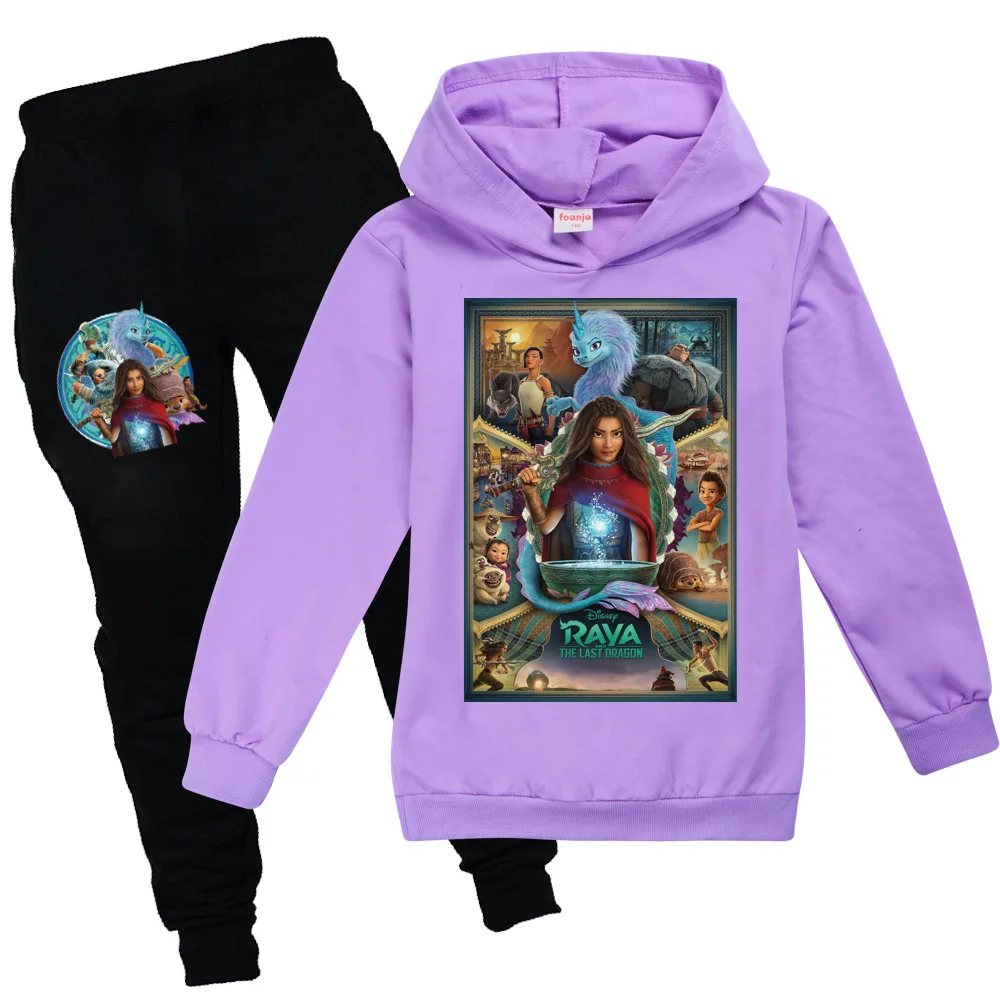 

Kids Sport Suits Raya and The Last Dragon Children Birthday suit girls Baby Clothing Sets Tracksuits Hoodies Top +Pants 2pcs Set