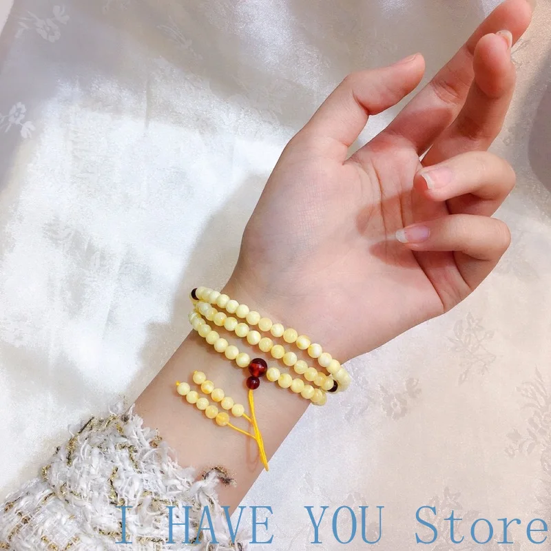 Натуральный русский белый цветок мед воск 108 Будда бусины в старинном стиле ручка