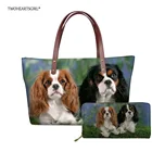 Женская сумка-тоут twoheart sgirl, модная вместительная сумка на плечо с принтом собачки, кавалер Кинг, Чарльз-спаниель