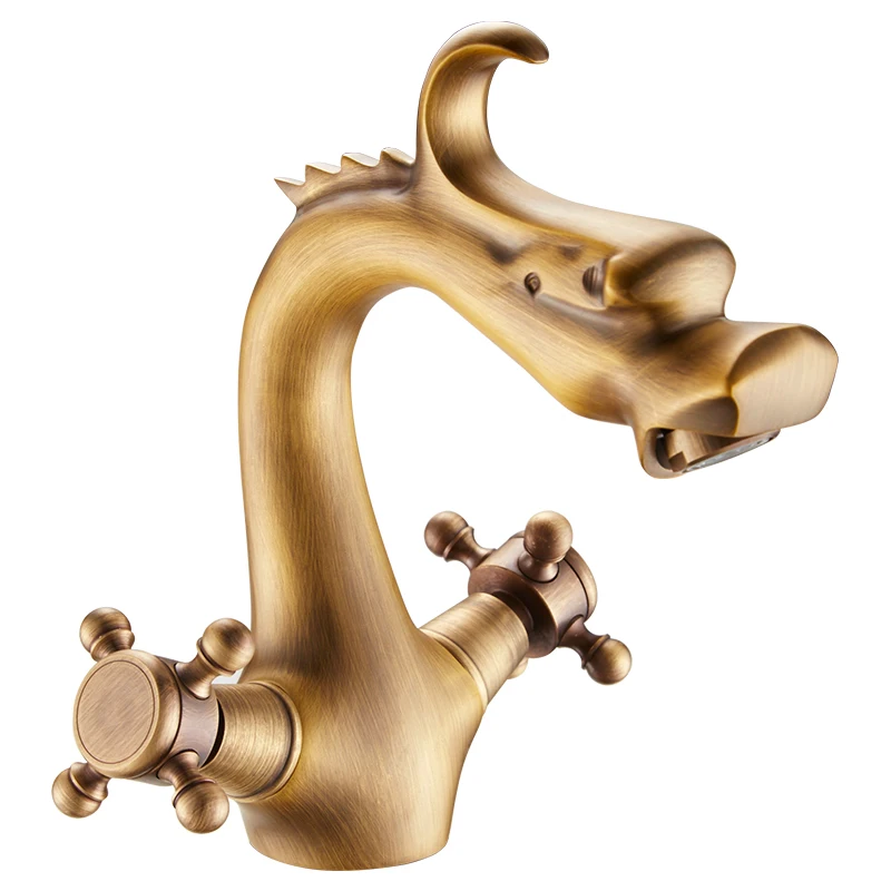 Смеситель для раковины в античном стиле с резьбой виде дракона | Обустройство