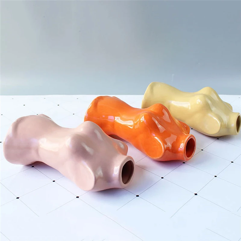 

New Resin Vases Body Art Bust Statue Flower Insert Ornaments Frosted Porcelain Crafts Creativity Vase Desk Decor Home Decoration
