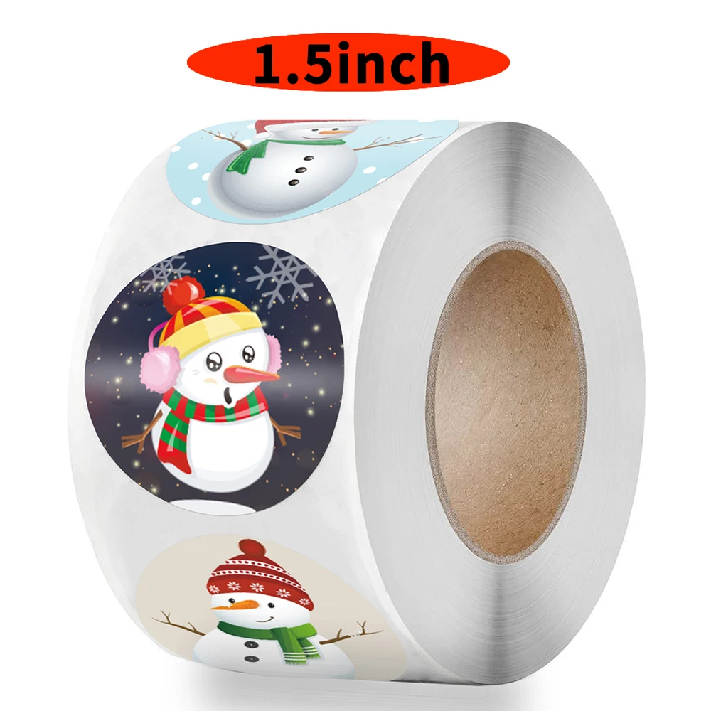 

500Pcs/Roll Christmas Stickers 8 Designs Pattern Cartoon Stickers for Holiday Rewards Kids Toys Christmas Gift Adhesive Labels