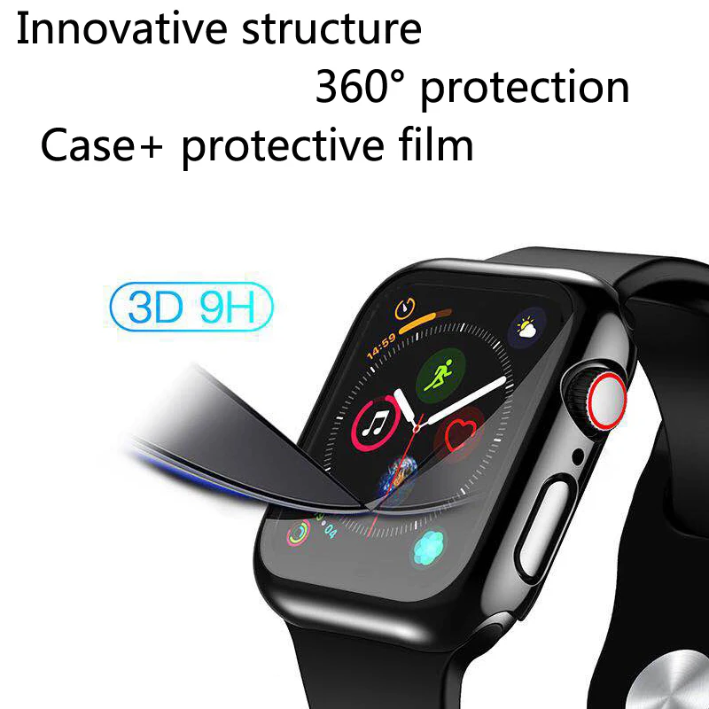 Чехол+ Защитная пленка для Apple watch band 44 мм 40 мм 42 мм 38 мм Гидрогелевая пленка оболочка защита iwatch 4 3 2 1 Аксессуары