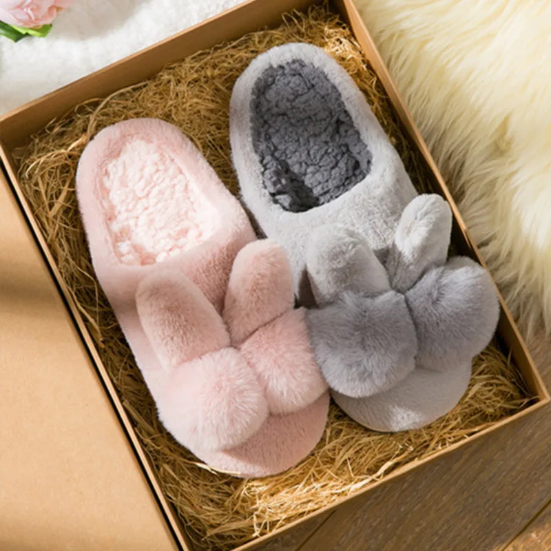 

Rabbit Slippers House Winter Women Plush Shoes Indoor Casual Platform Female Cotton Shoes Soft Comfortable Ladies Footwear 2020