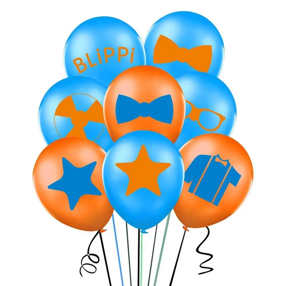 

10pcs Blippi theme birthday party decoration balloons baby baby party birthday package 12 inch latex balloons baby shower