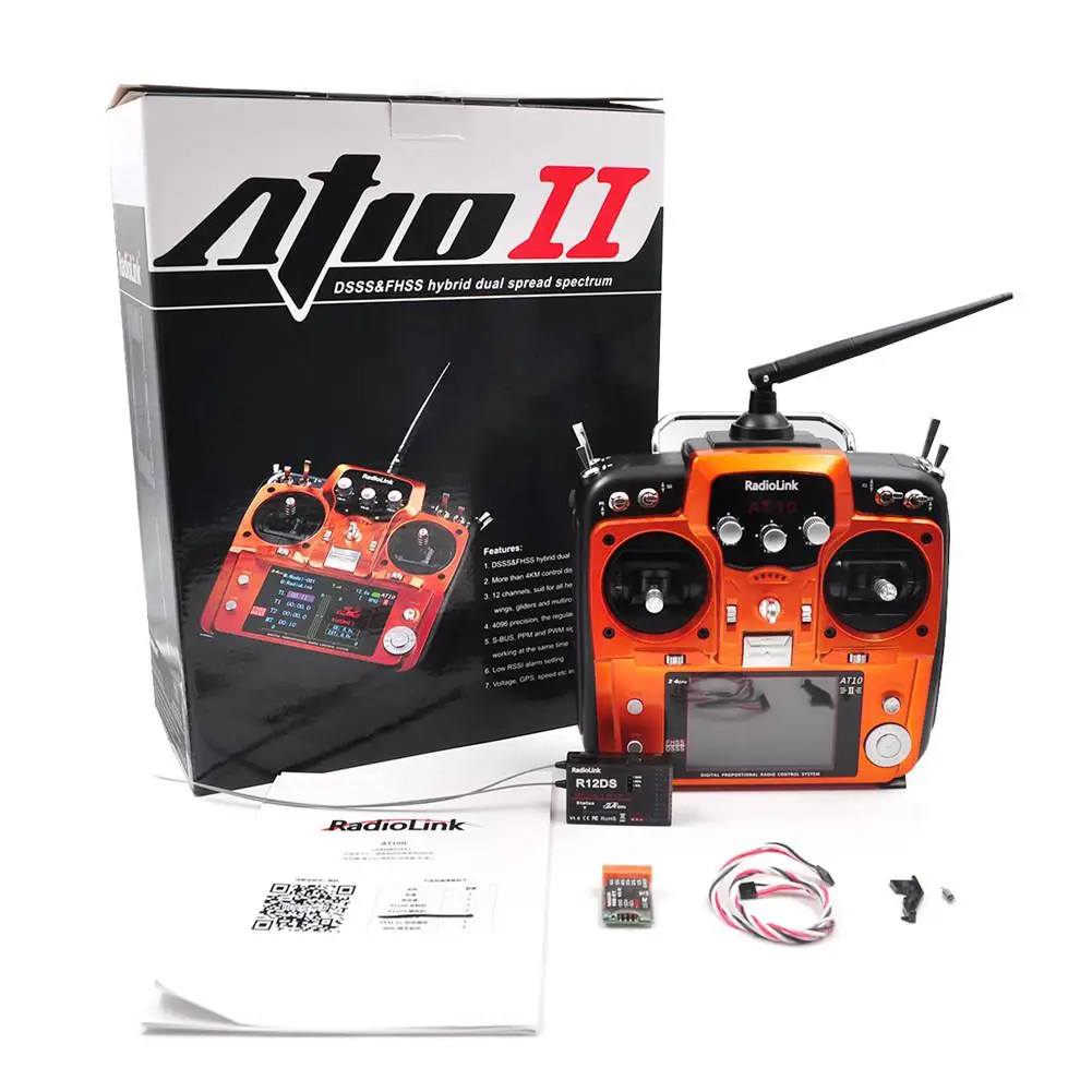 Radiolink AT10II 12CH RC Transmitter R12DS 2.4GHz DSSS&ampFHSS Spread Radio Remote Controller for Drone Left Hand Throttle | Игрушки и