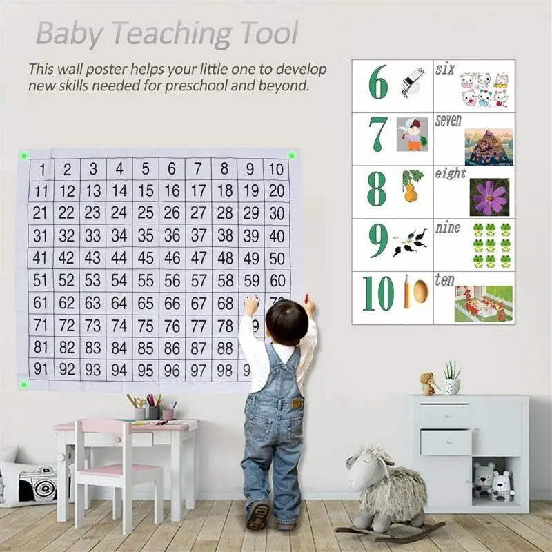

1 Set 1-100 Numbers Learning Wall Chart Numbers Poster Preschool Educational Toy