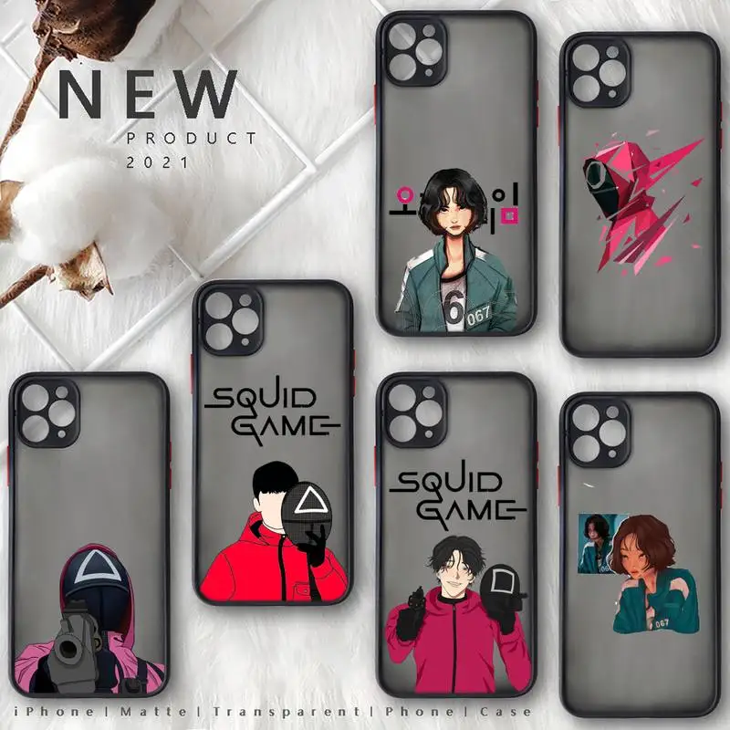 

squid game Phone Case For iphone 12 11 8 7 plus mini x xs xr pro max matte transparent cover