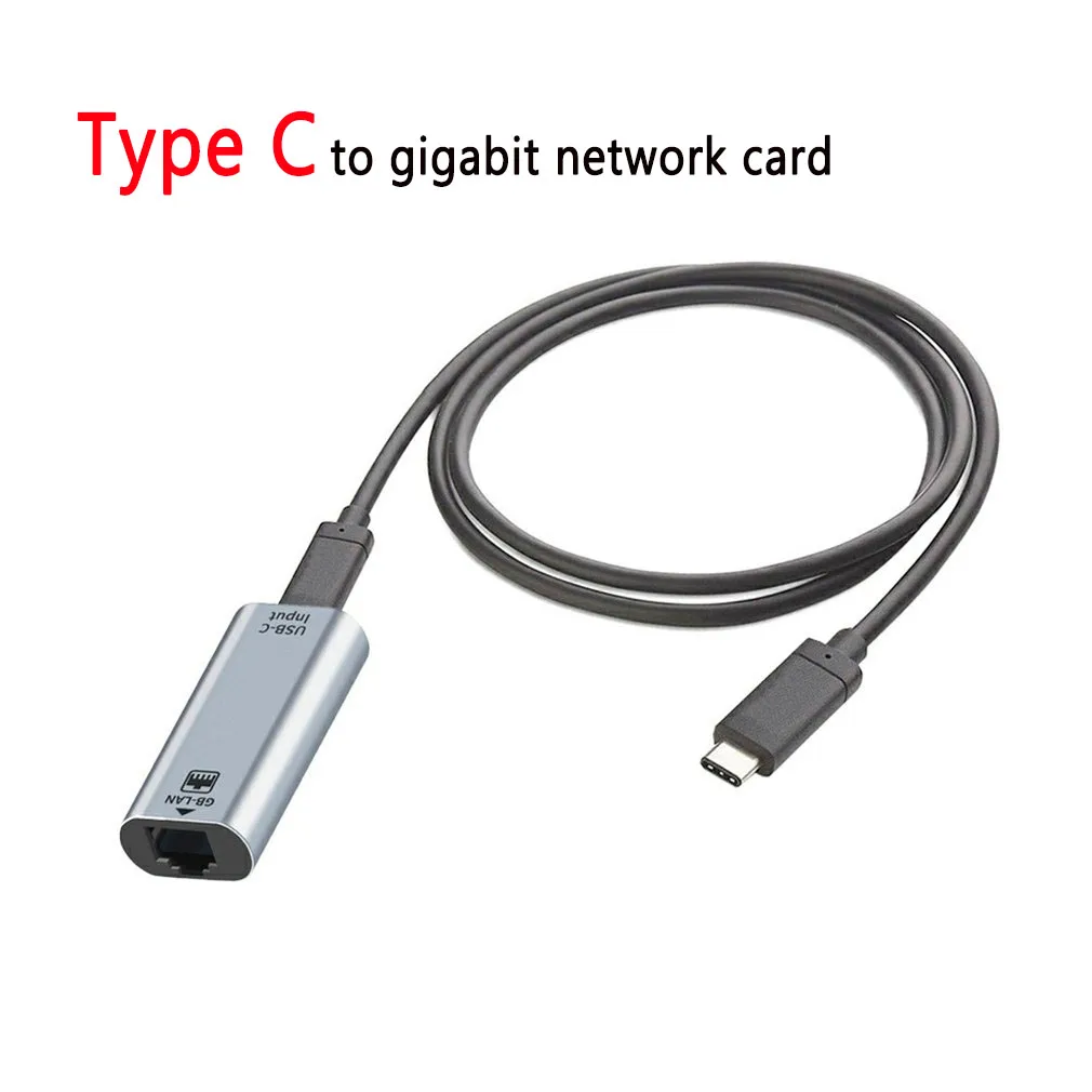 

1m Type-c To Gigabit Ethernet Adapter 1000Mbps High Speed Mini Portable Network Card Computer Accessories Home Office Easy Use