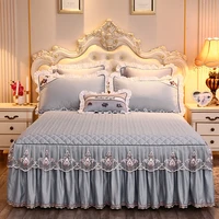 rainfire warm bed linen cotton winter plus velvet bedsheet set princess style bedspread on the bed home decor lace bed skirt