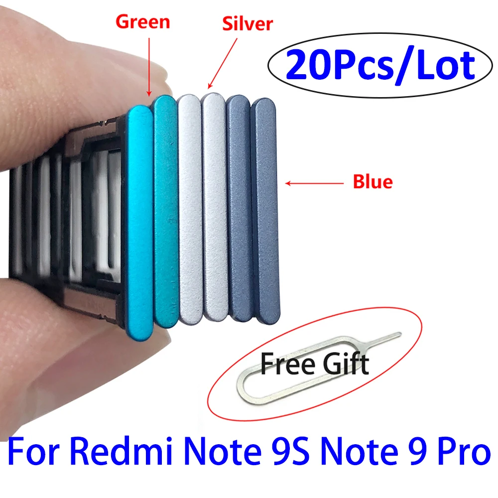 

20Pcs/Lot ，New Mobile Phone Sim Card For Xiaomi Redmi Note 9S Note 9 Pro SIM Card Tray Slot Holder Replacement Part +Pin Tool