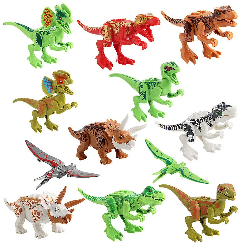 

12Pcs/set Jurassic Dinosaur Play Set Building Block Toy Children Assemble Animal Blocks World Park Bricks Model Toys For Boy
