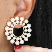 missvikki high quality full pearls round stud earring sweet noble women girl daily trendy jewelry fashion jewelry 2022 new hot