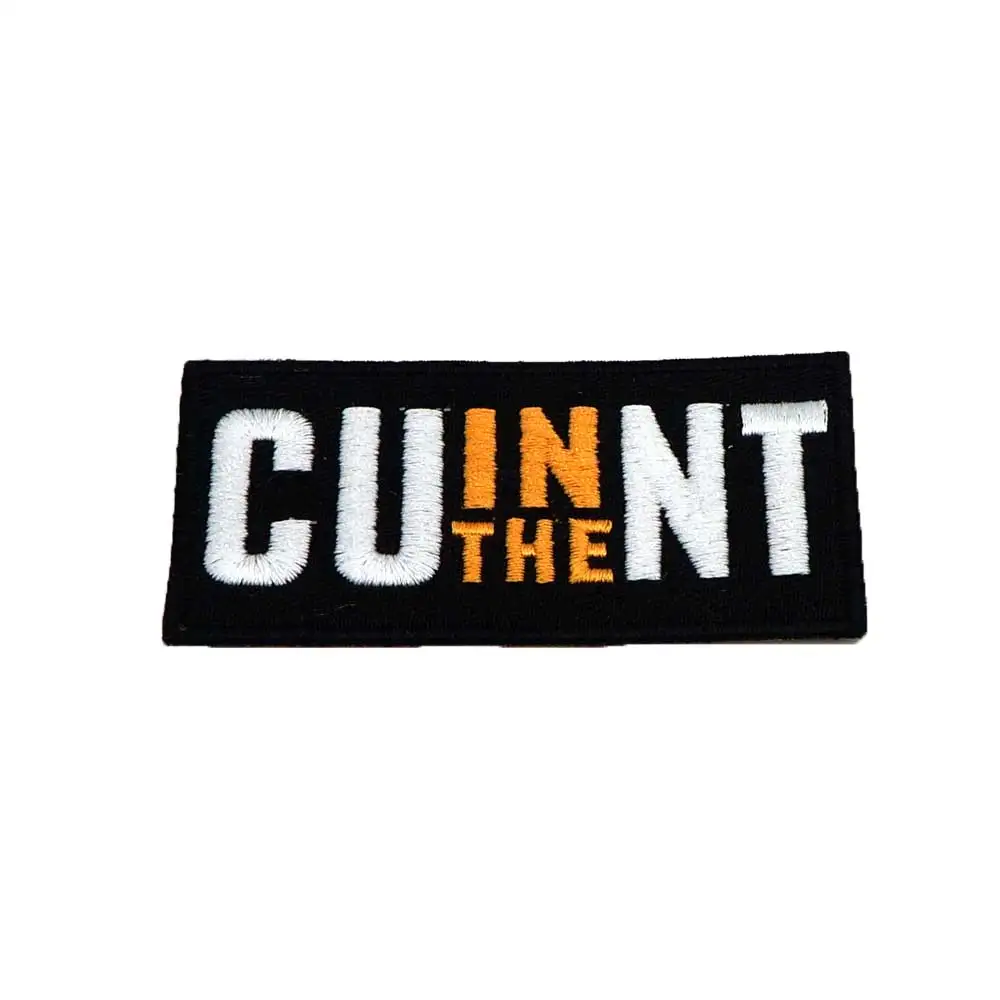 В этом месте название нашивка в виде этикетки утюгом на подложке стиле панк