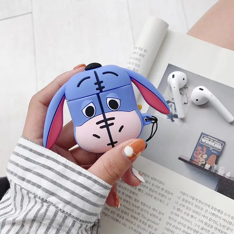 Для AirPods чехол 3D милый мультфильм ослик чехол для наушников для Airpods 2/i10/i11/i12 TWS мягкая защитная крышка с кольцом на палец
