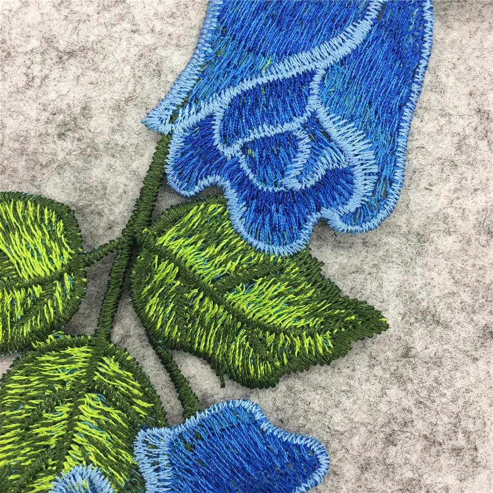 Высококачественный синий цветок для шитья одежды аппликация мотив блузка