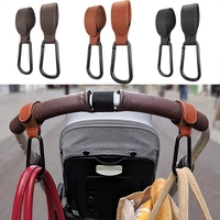 2pcs multi purpose pu leather baby bag stroller hook pram rotate 360 degree rotatable velcro cart hook stroller accessories
