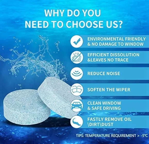 

Стеклоочиститель автомобильный компактный, 20 шт. (1 шт. = 5g/4 л)