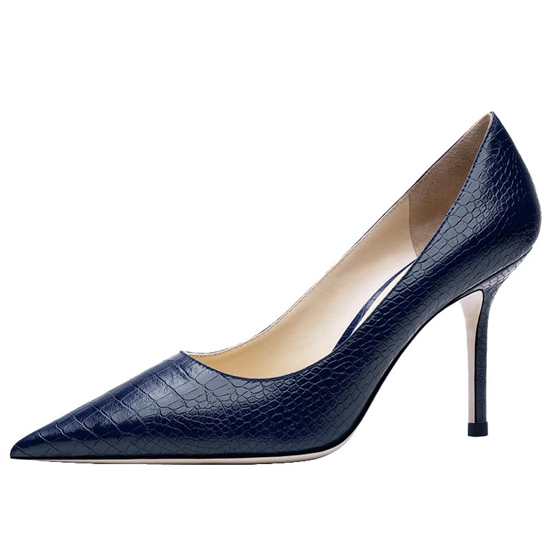 Топ Класс из натуральной кожи под змеиную кожу Туфли на высоком каблуке Женские