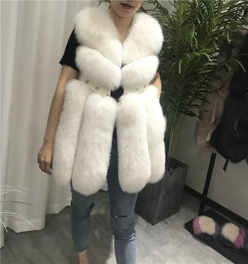 FXFURS жилет из натурального Лисьего меха Длинный жилет из натурального Лисьего меха Зимний жилет с заклепками из натуральной кожи европейские женские куртки